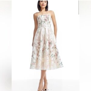 Dress the Population Floral Strapless Midi Dress